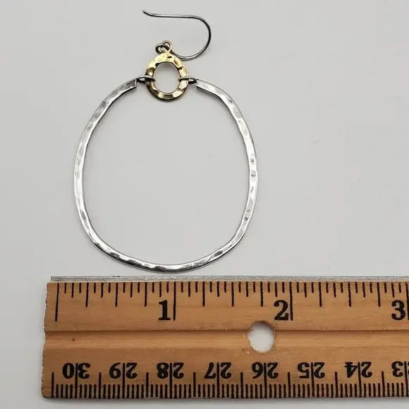 Silpada Hoop Dynamic Duo Drop Earrings Sterling Silvr & Brass W3148 - Picture 4 of 5